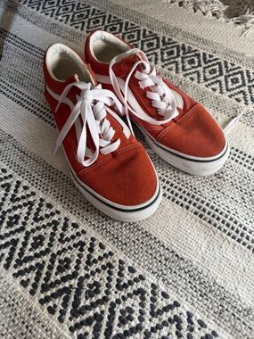 Vans Low-Top Canvas Sneakers in Orange with White Laces
